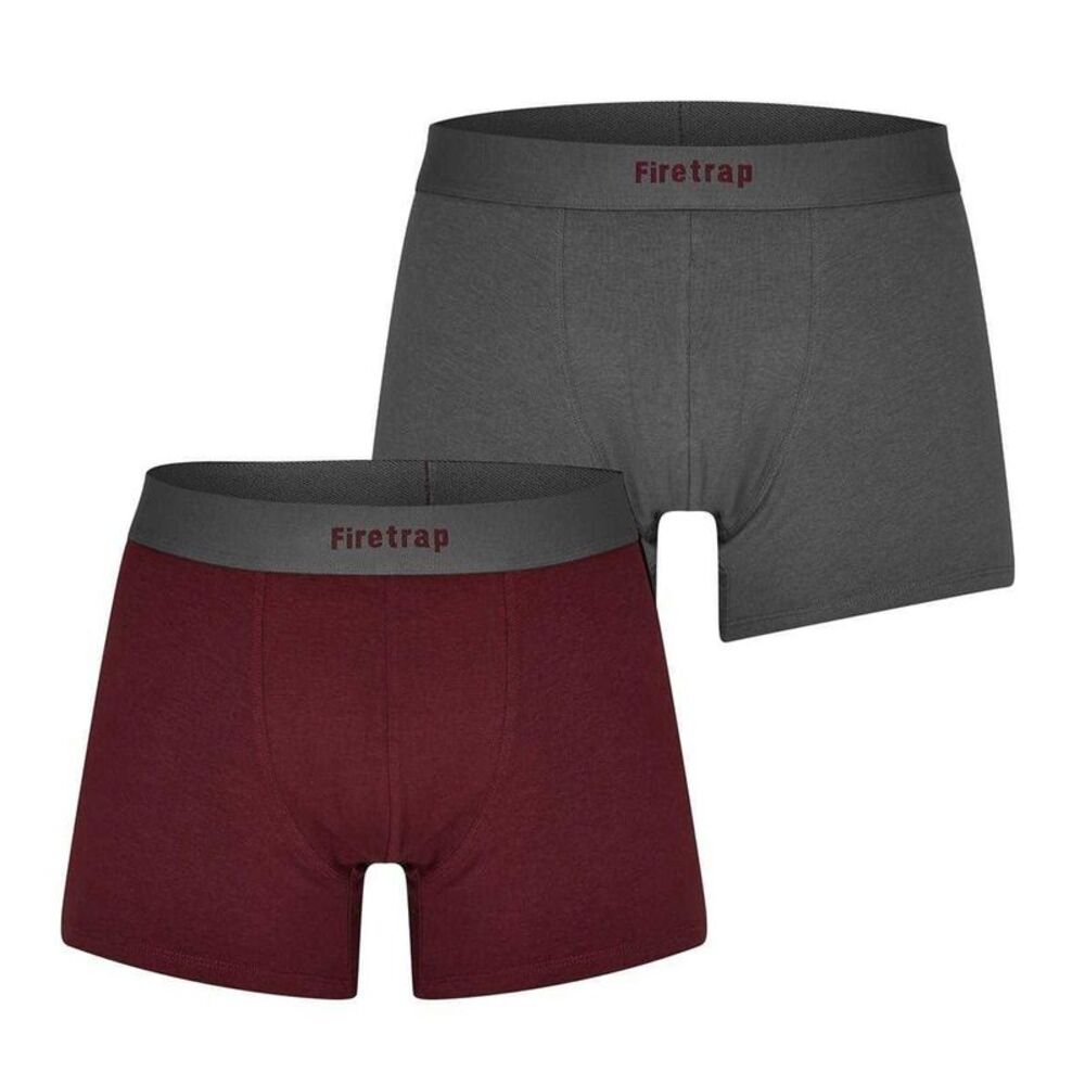 Firetrap Mens Logo Boxer Shorts (Pack of 2) / Gray/Wine